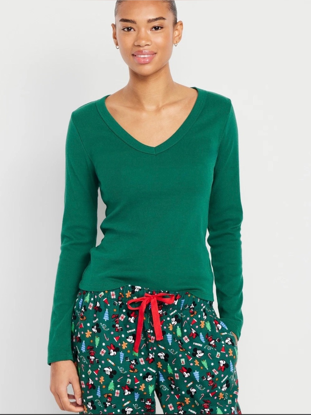 Old Navy Cozy Snug T-Shirt Green Ribbed